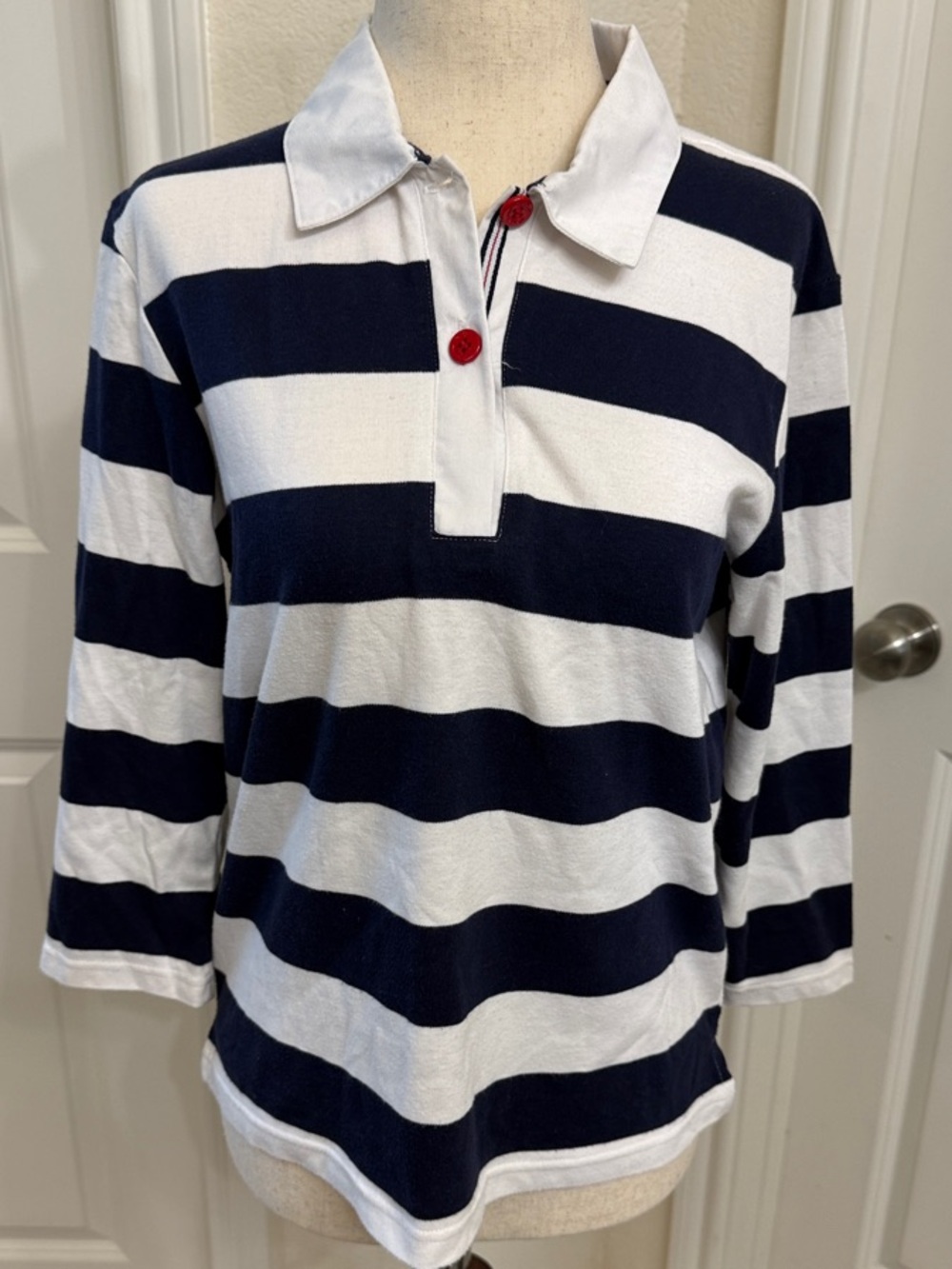 Erika Navy and White Striped Rugby Shirt